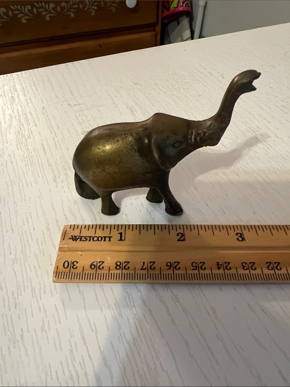Brass Elephant Figurine - Vintage Style Decorative Accent in Brass